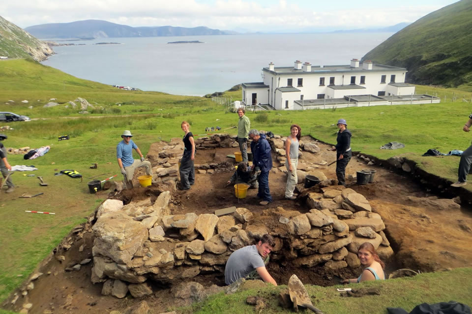 Students at an excavation site at Keem Bay, Achill Island
