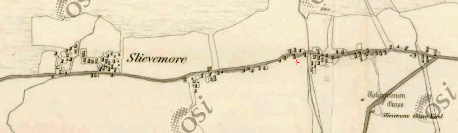 First-edition Ordnance Survey map (1838) of the village of Slievemore, Achill Island