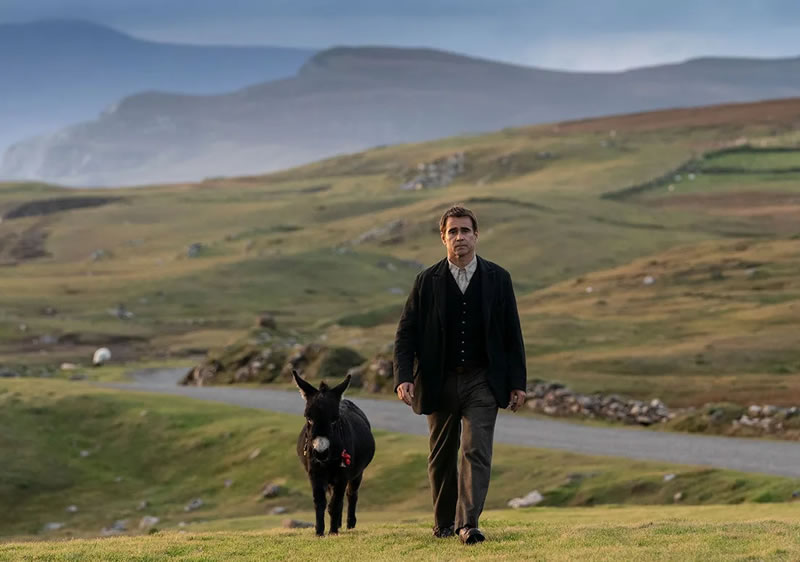 Colin Farrell and Jenny the Donkey at Cloughmore, Achill Island