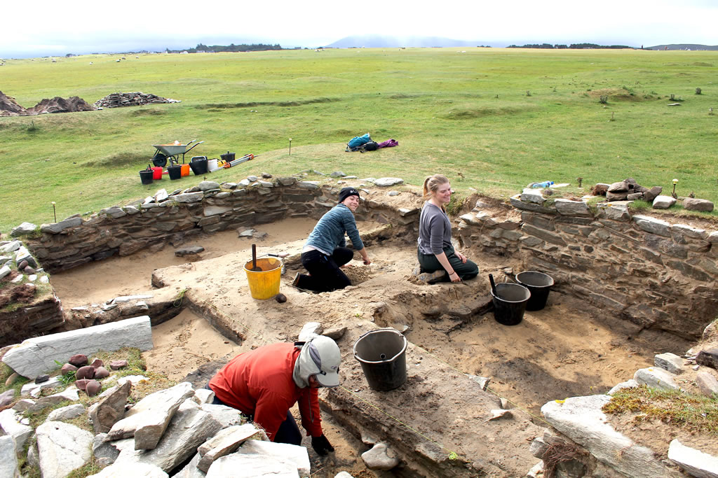 Archaeology students working on the dig site at Caraun Point, Achill Island, 2018